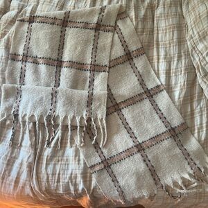 Pilcro Super Soft Cream and Brown Plaid Blanket Scarf